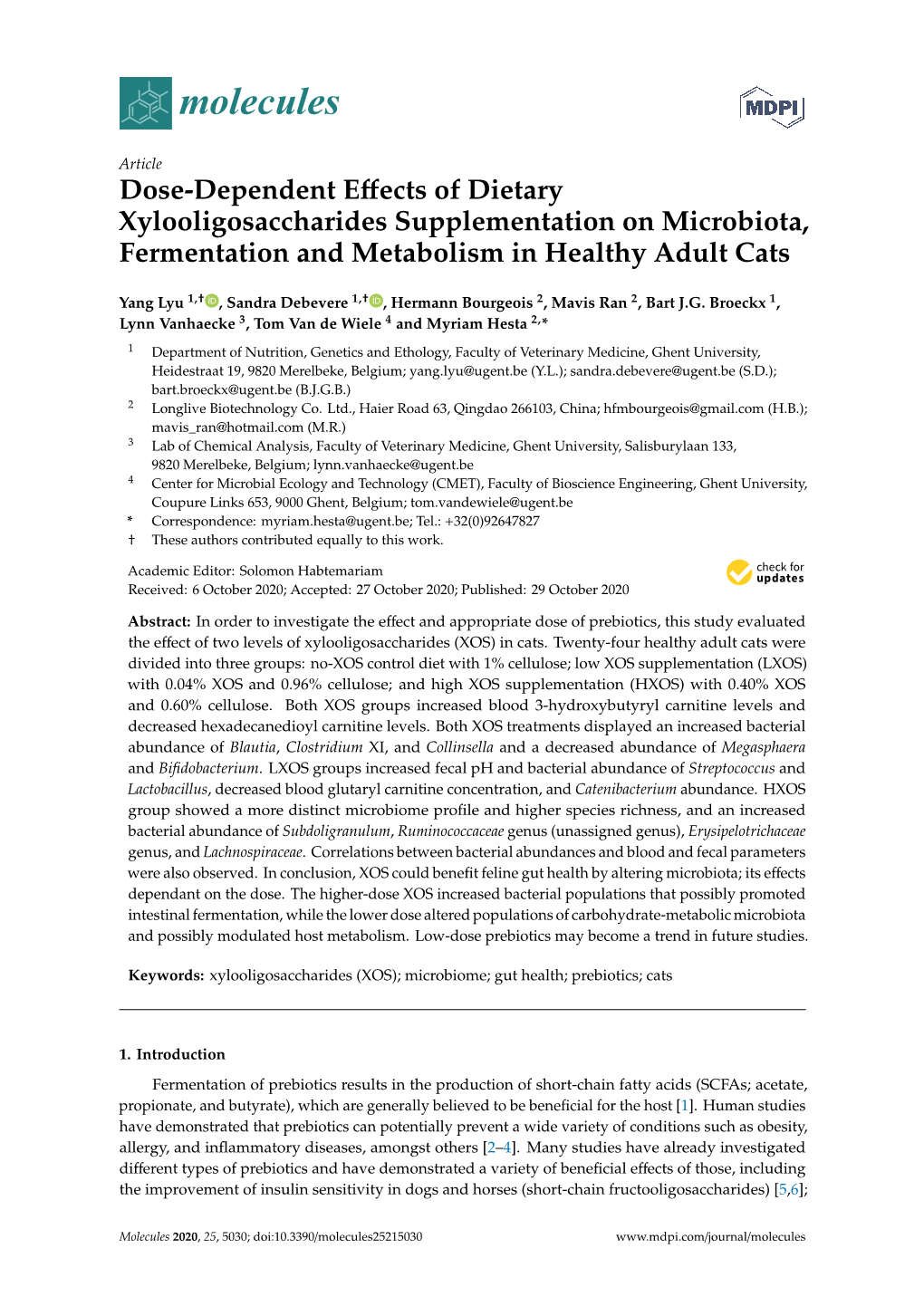 Dose-Dependent Effects of Dietary Xylooligosaccharides