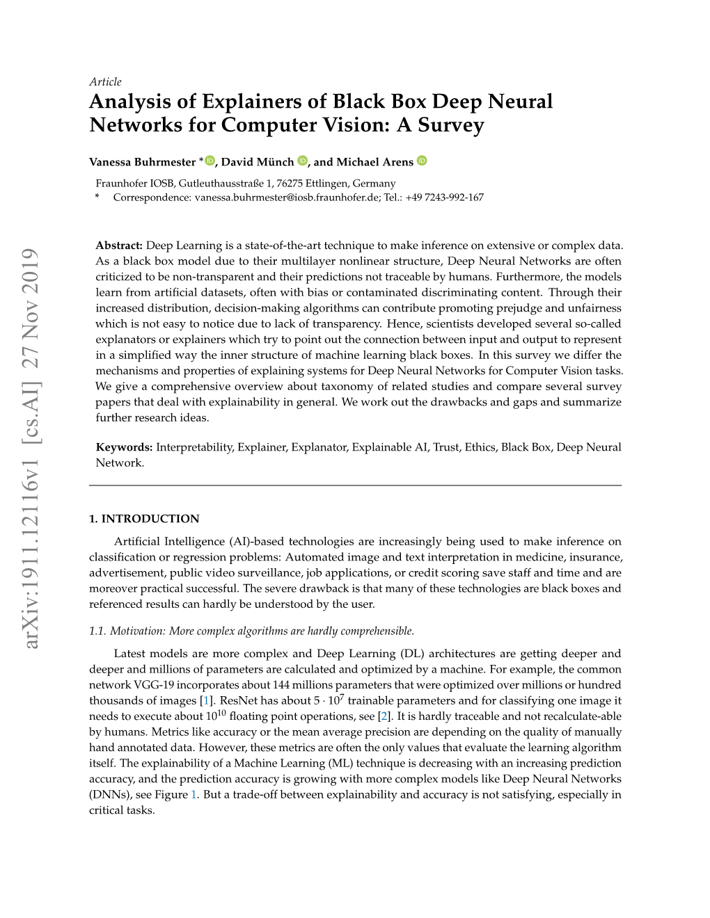 Analysis of Explainers of Black Box Deep Neural Networks for Computer Vision: a Survey