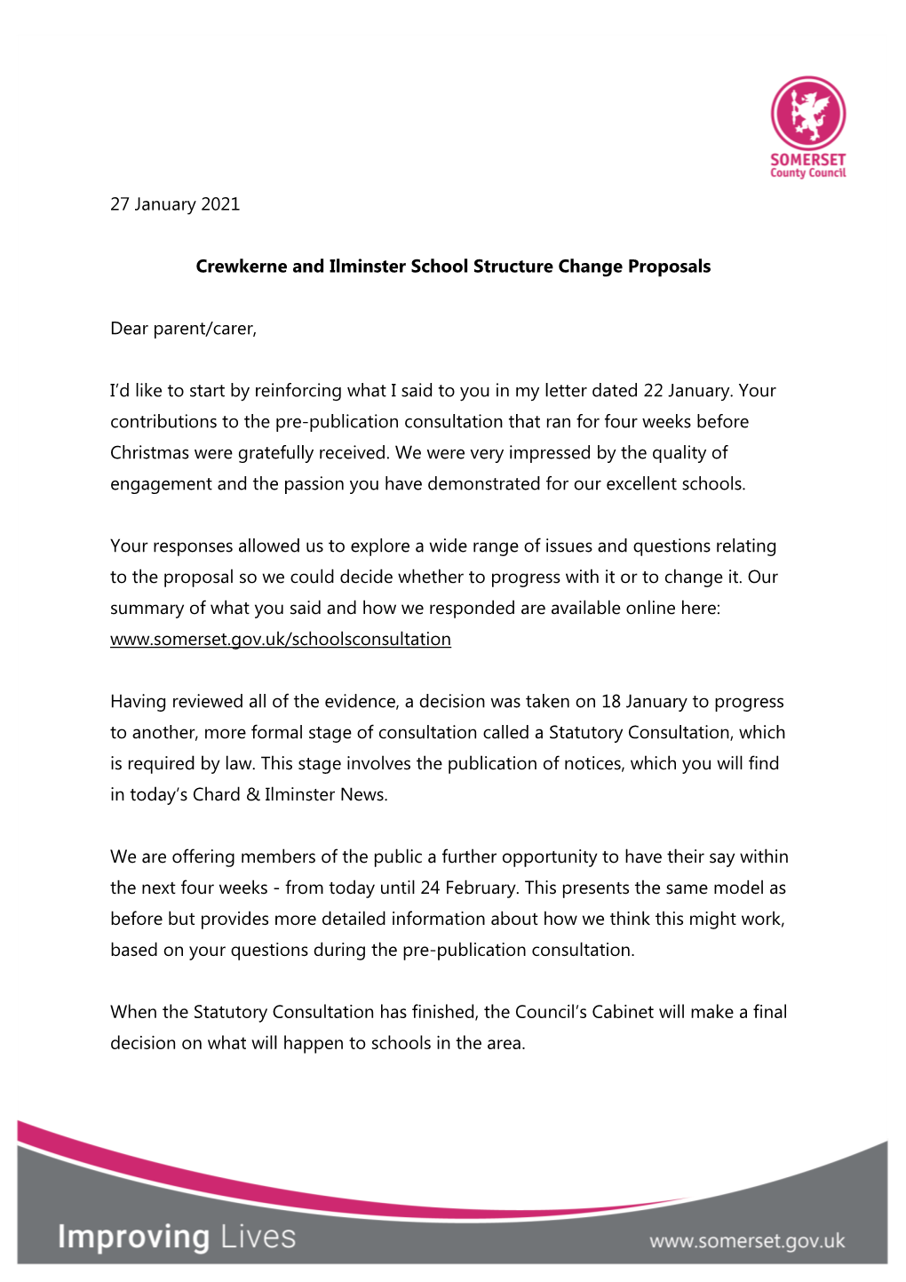 27 January 2021 Crewkerne and Ilminster School Structure Change