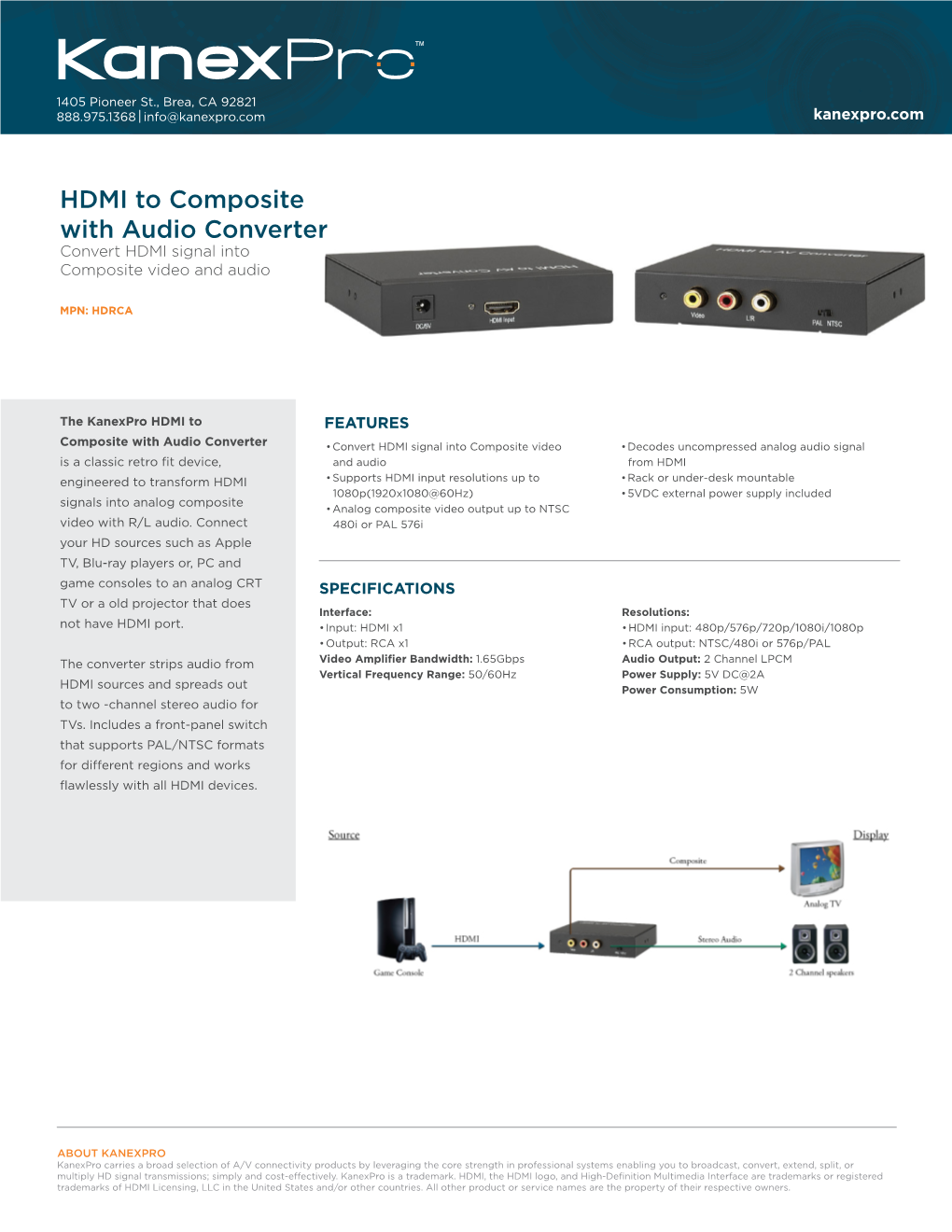 HDMI to Composite with Audio Converter Convert HDMI Signal Into Composite Video and Audio