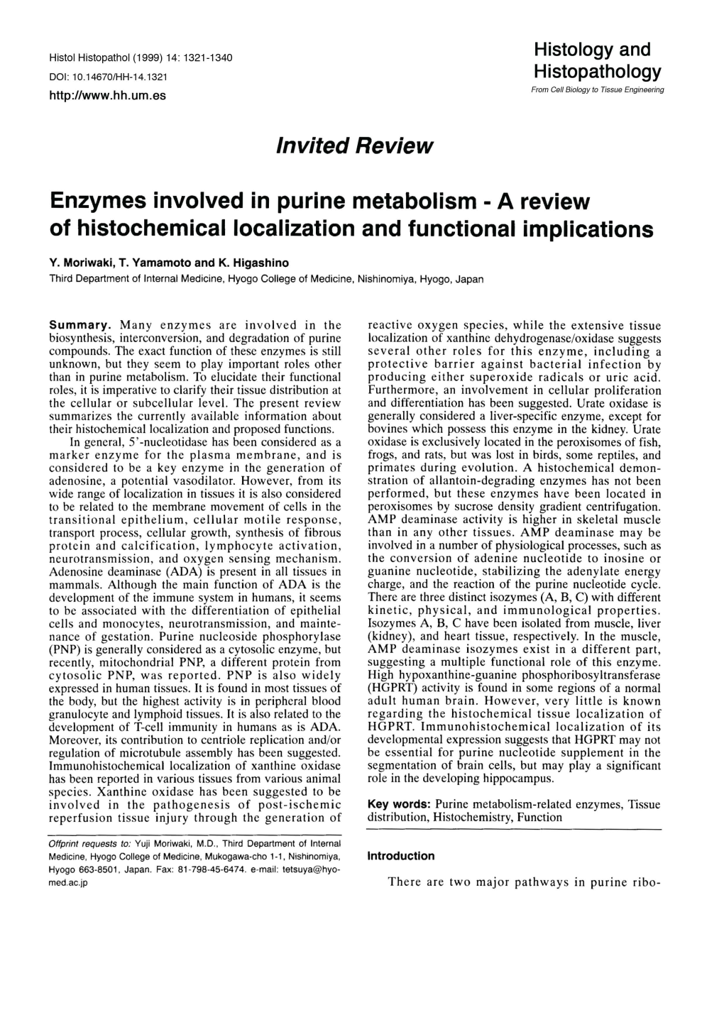 Invited Review Enzymes Involved in Purine Metabolism