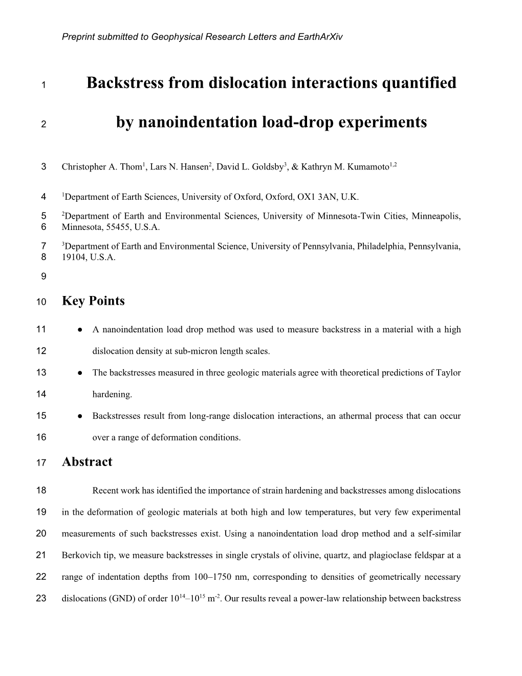 By Nanoindentation Load-Drop Experiments