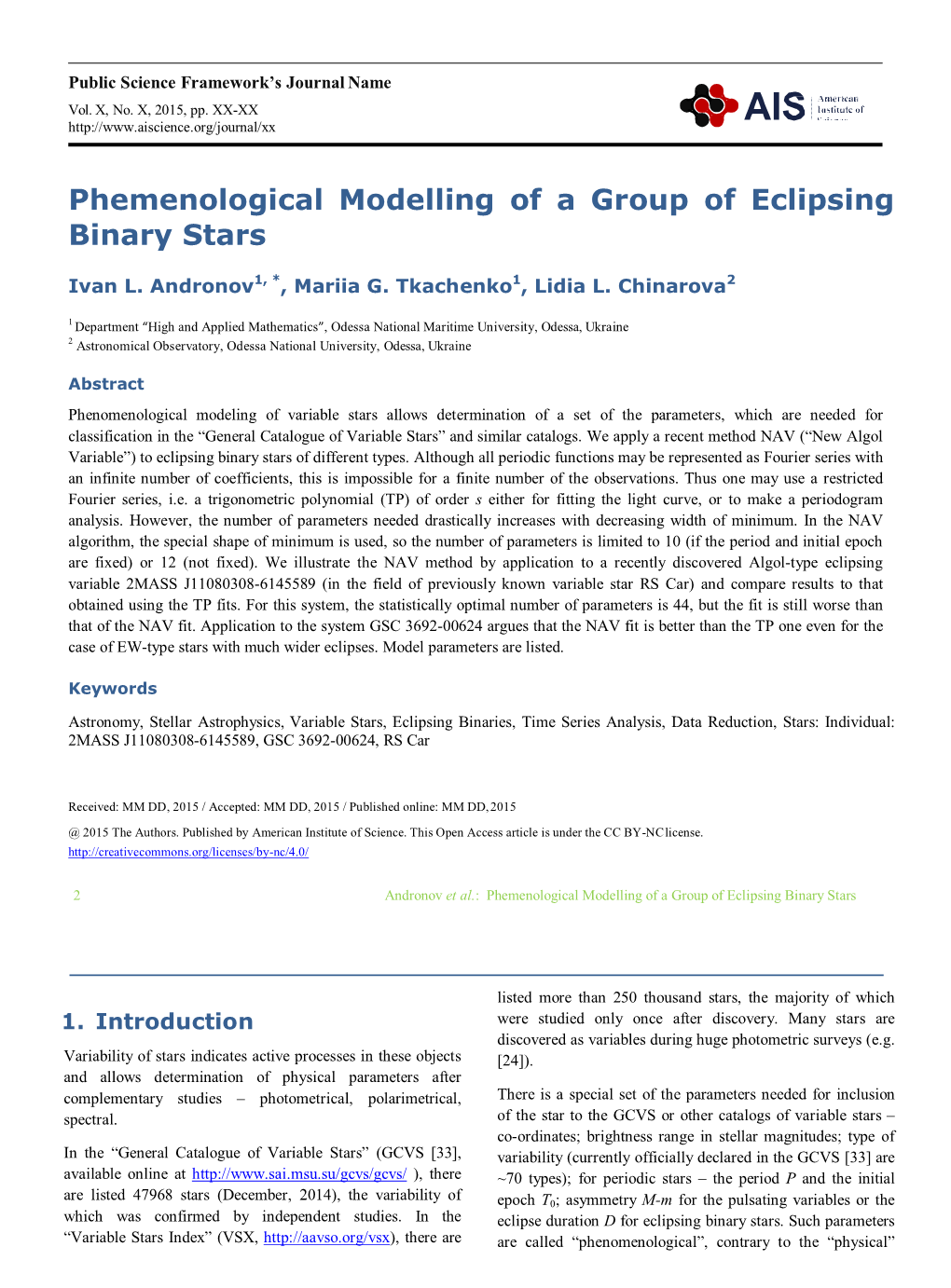 Phemenological Modelling of a Group of Eclipsing Binary Stars