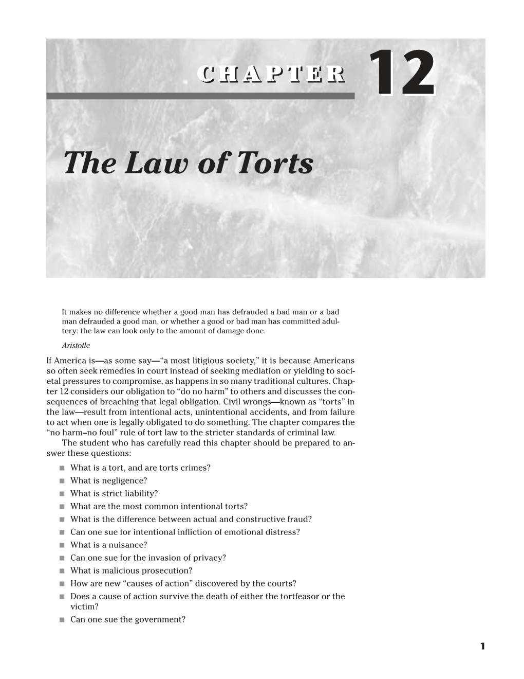 The Law of Torts