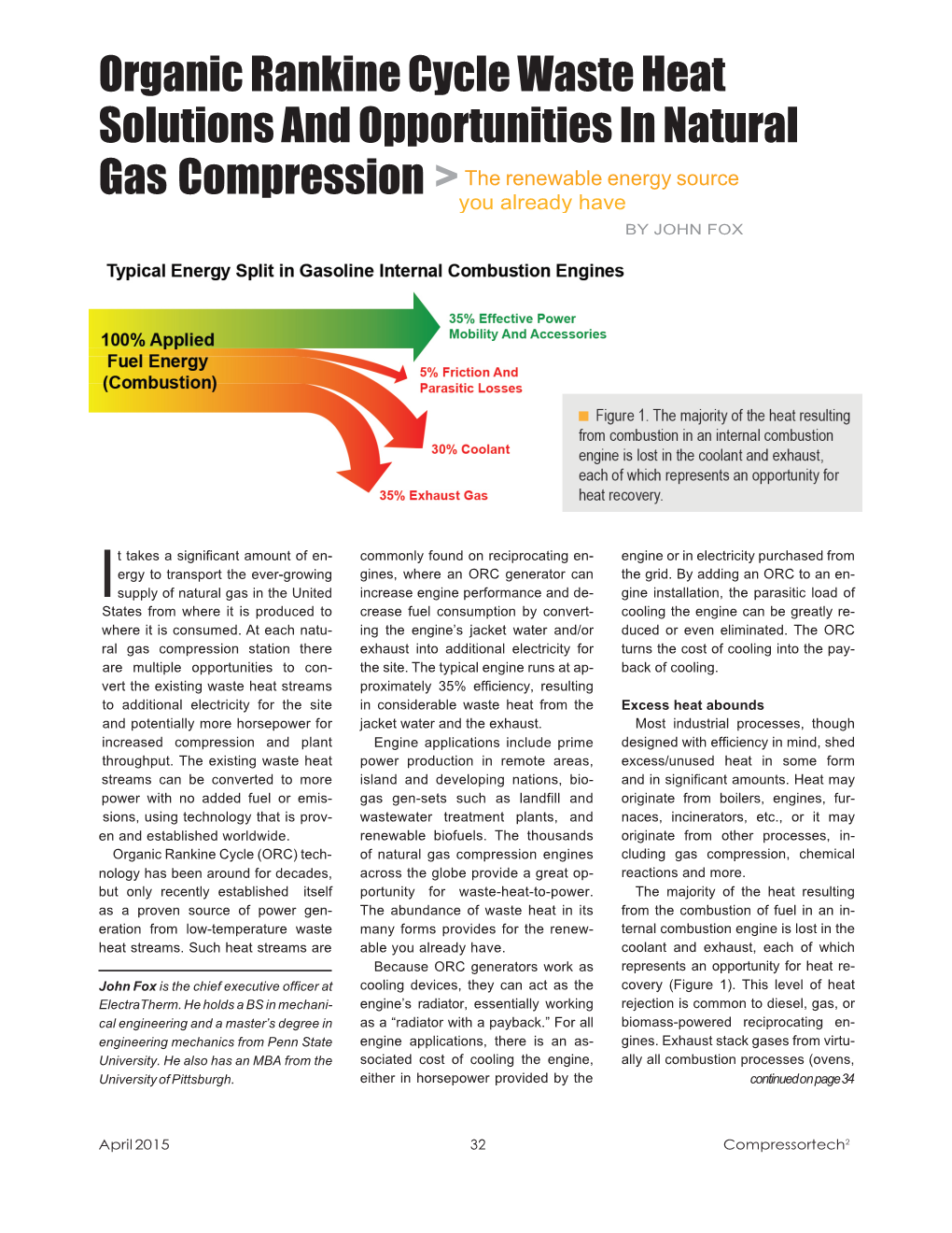 Organic Rankine Cycle Waste Heat Solutions and Opportunities in Natural Gas Compression > the Renewable Energy Source