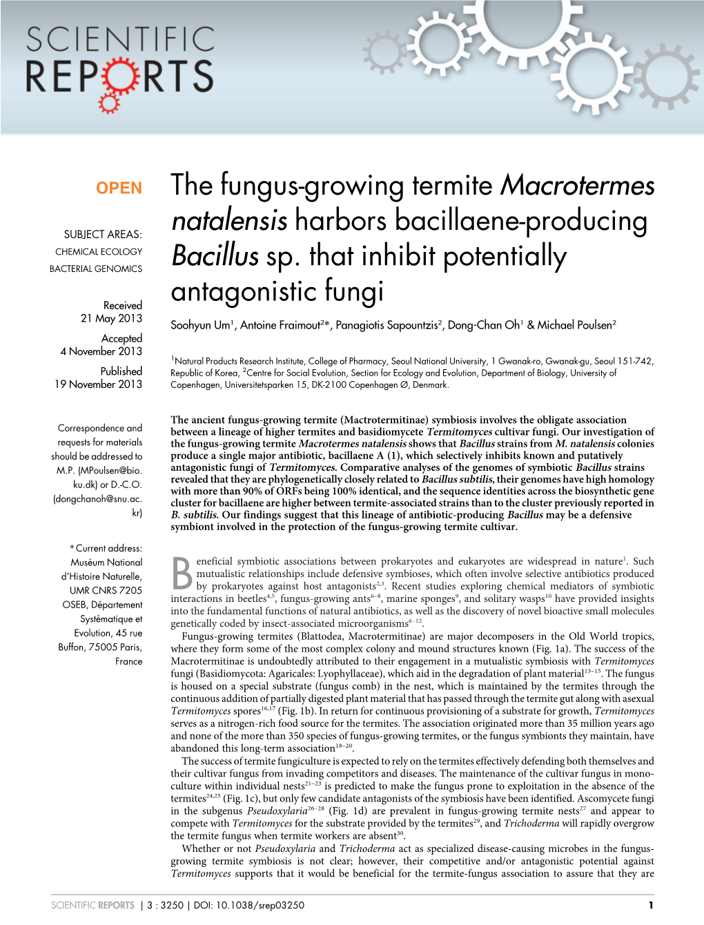 The Fungus-Growing Termite Macrotermes Natalensis Harbors