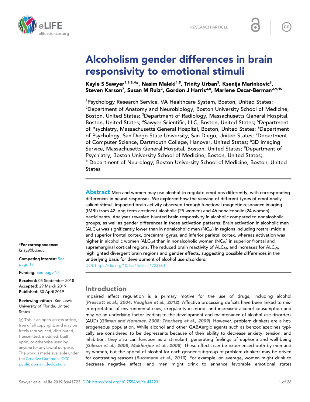 Alcoholism Gender Differences in Brain Responsivity to Emotional Stimuli