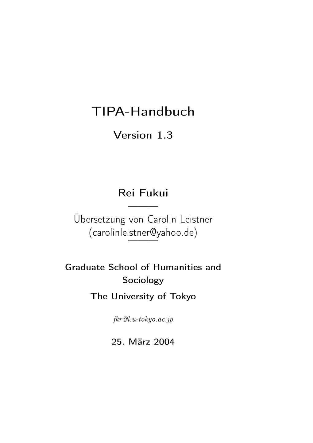 TIPA-Handbuch