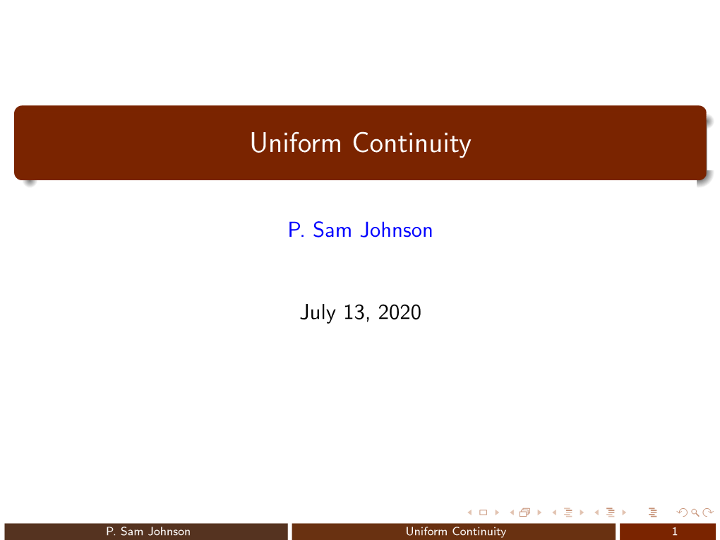 Uniform Continuity