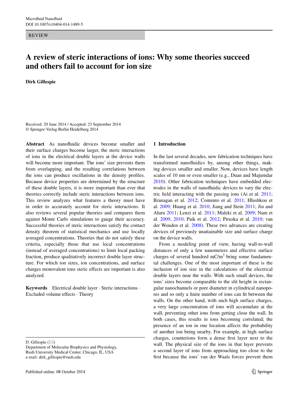 A Review of Steric Interactions of Ions: Why Some Theories Succeed and Others Fail to Account for Ion Size