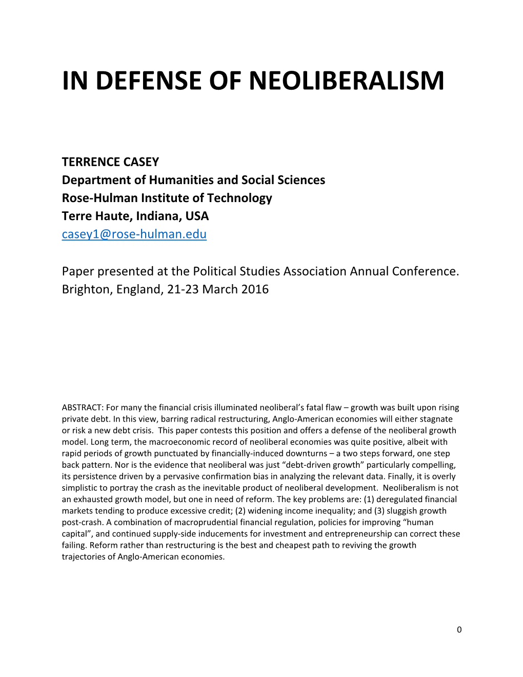 In Defense of Neoliberalism