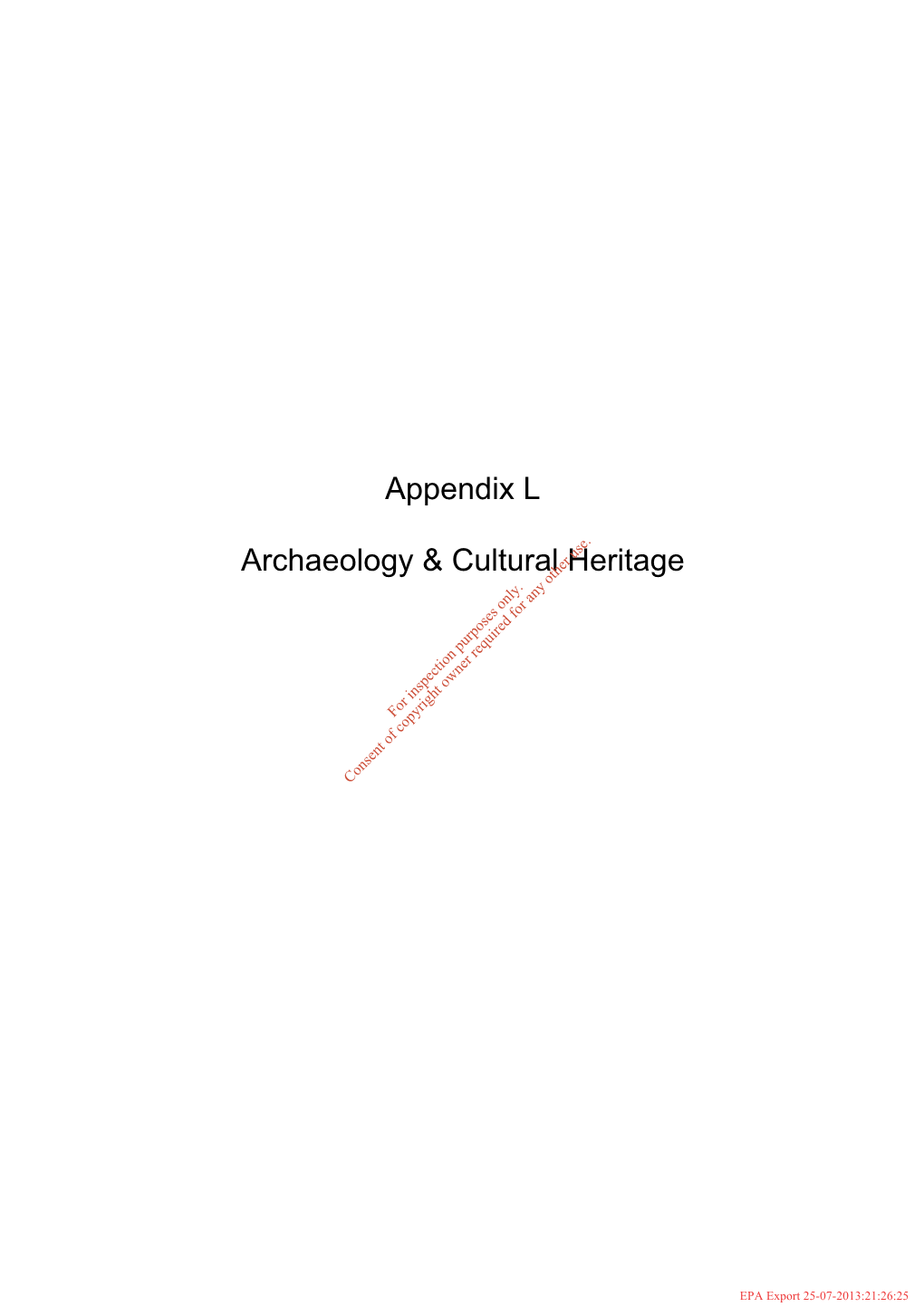 Appendix L Archaeology & Cultural Heritage