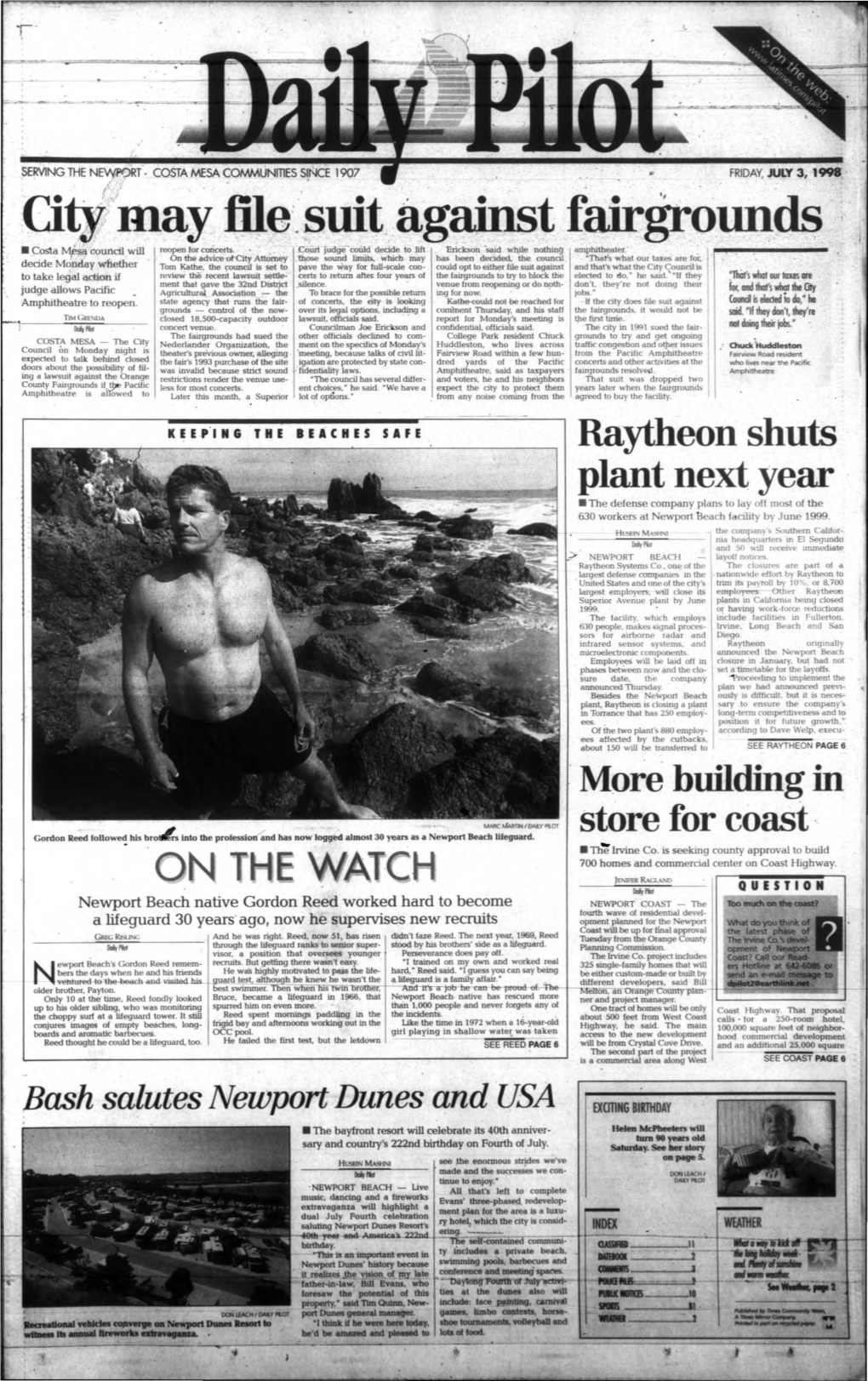 Raytheon Shuts Plant Next Year •The Defense Company Plans to Lay Off Most of the 630 Workers at Newport Beach Fdc11ity B)- June 1999