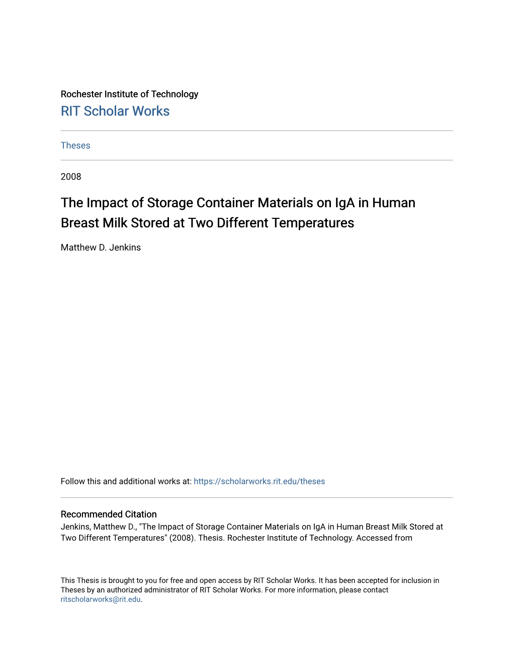 The Impact of Storage Container Materials on Iga in Human Breast Milk Stored at Two Different Temperatures