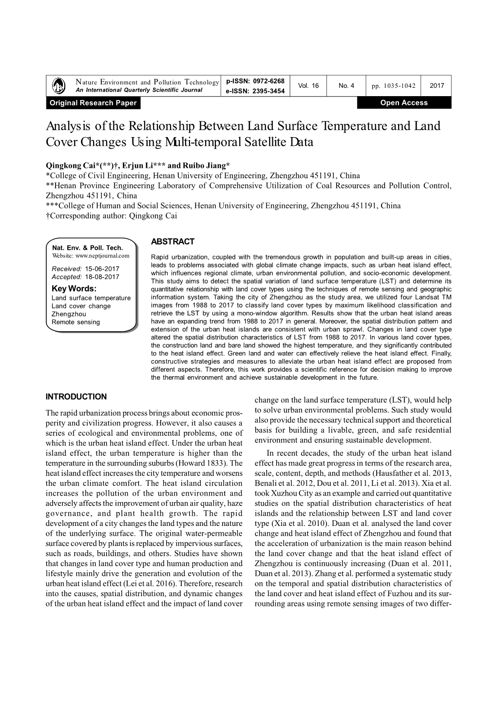Analysis of the Relationship Between Land Surface Temperature and Land Cover Changes Using Multi-Temporal Satellite Data