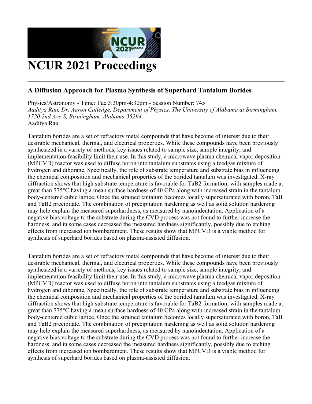 NCUR Proceedings