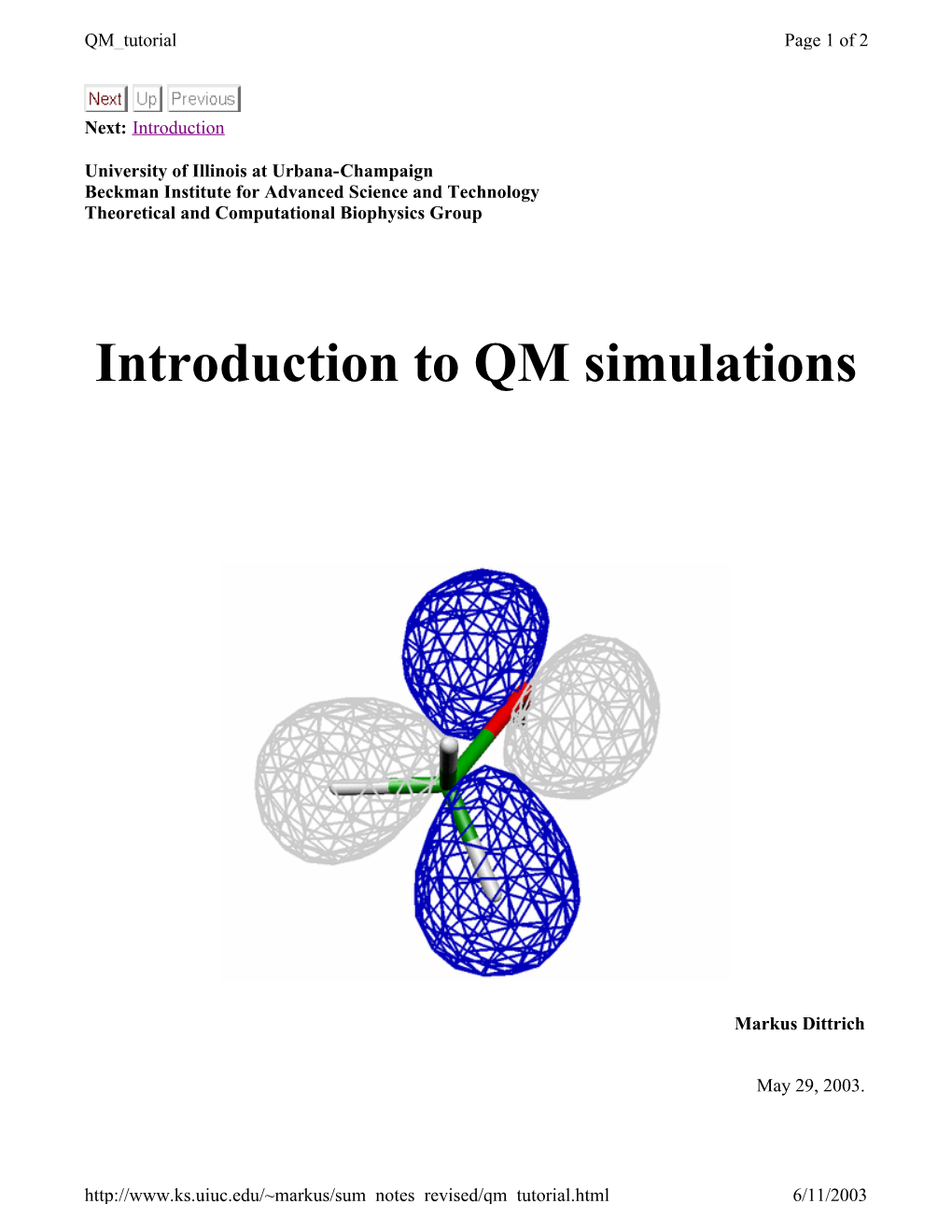 Introduction to QM Simulations