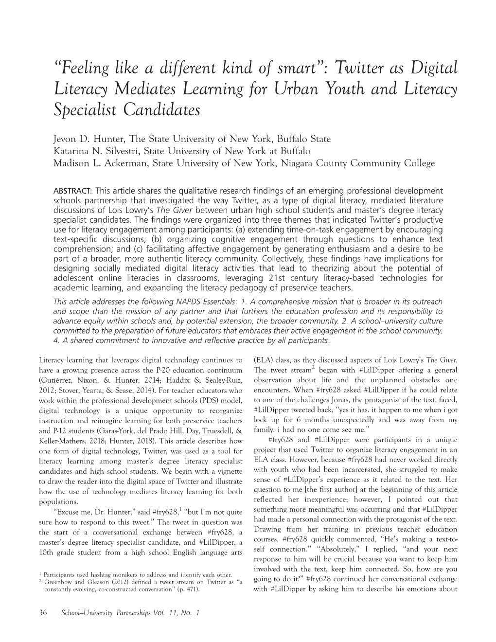 Twitter As Digital Literacy Mediates Learning for Urban Youth and Literacy Specialist Candidates