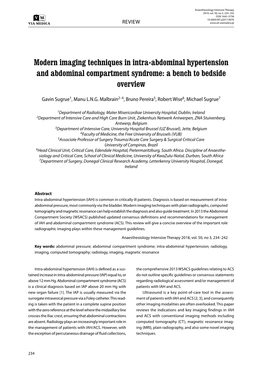 Modern Imaging Techniques in Intra-Abdominal Hypertension and Abdominal Compartment Syndrome: a Bench to Bedside Overview