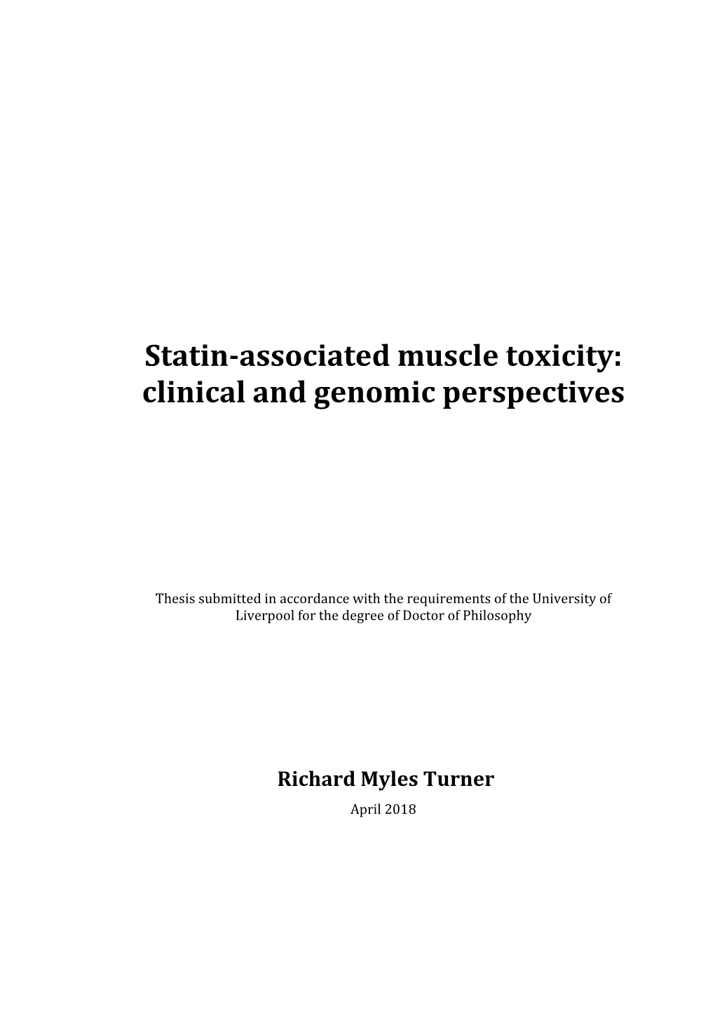 Statin-Associated Muscle Toxicity: Clinical and Genomic Perspectives