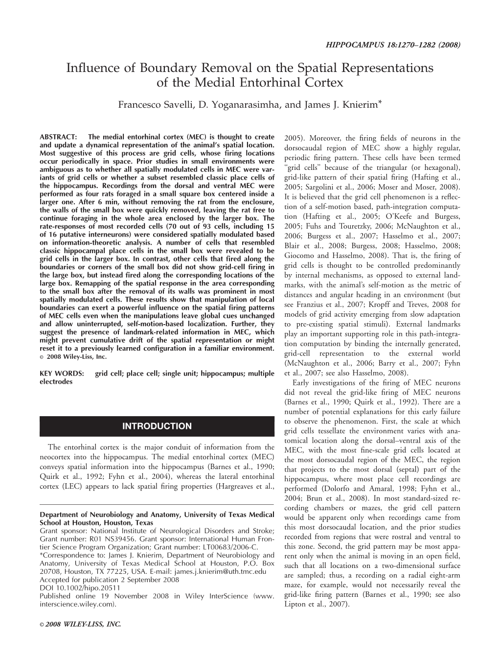 Influence of Boundary Removal on the Spatial Representations of The