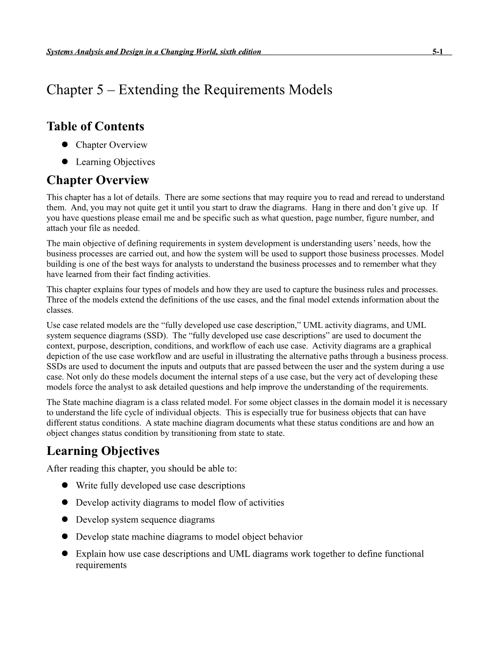 Chapter 5 Extending the Requirements Models