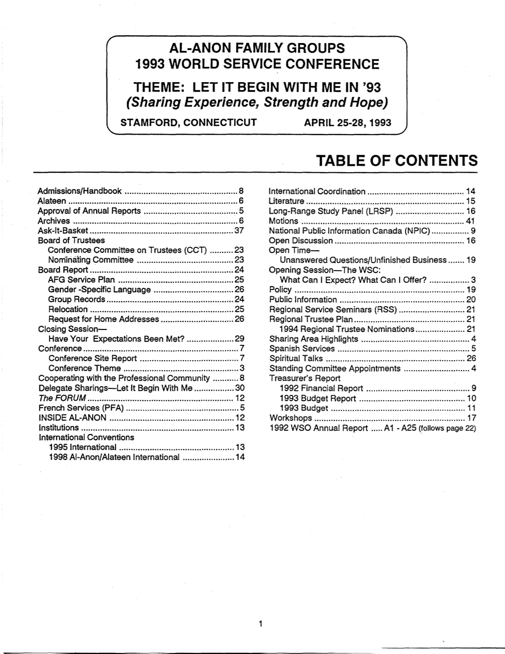 Table of Contents