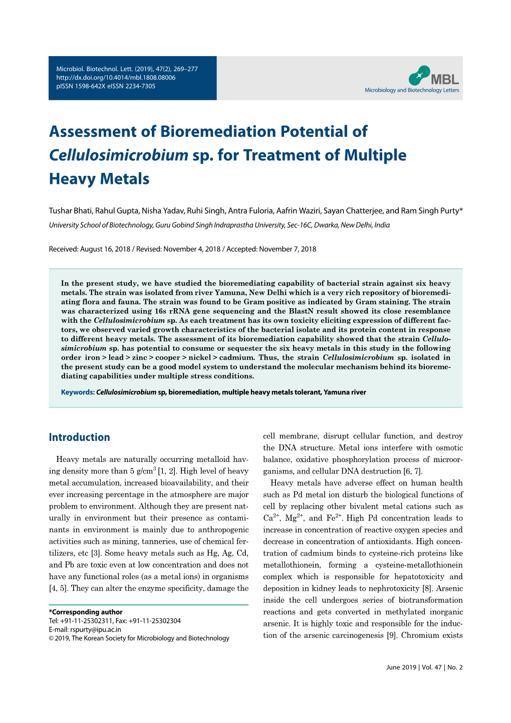 Assessment of Bioremediation Potential of Cellulosimicrobium Sp
