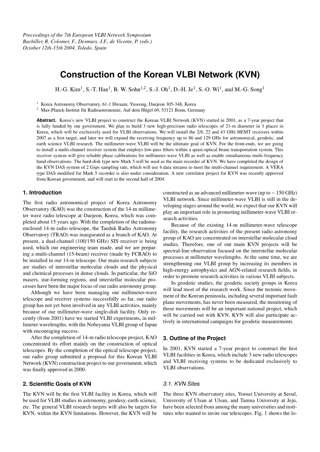 Construction of the Korean VLBI Network (KVN)