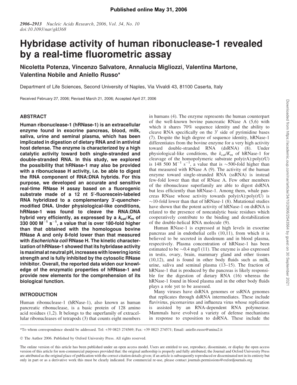 Hybridase Activity of Human Ribonuclease-1 Revealed by a Real