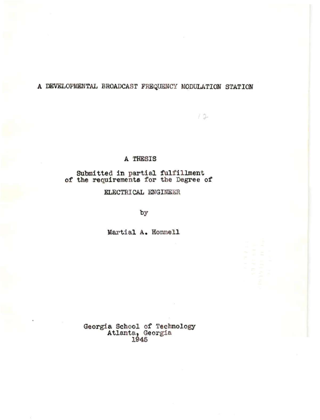 A Developmental Broadcast Frequency Modulation Station