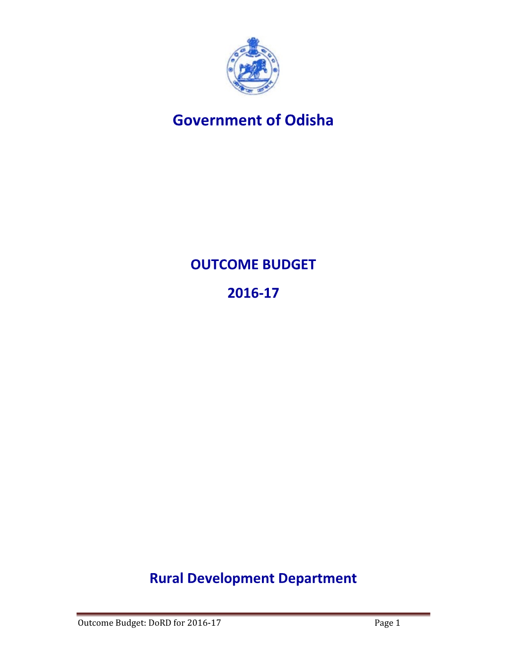 OUTCOME BUDGET 2016-17 Rural Development