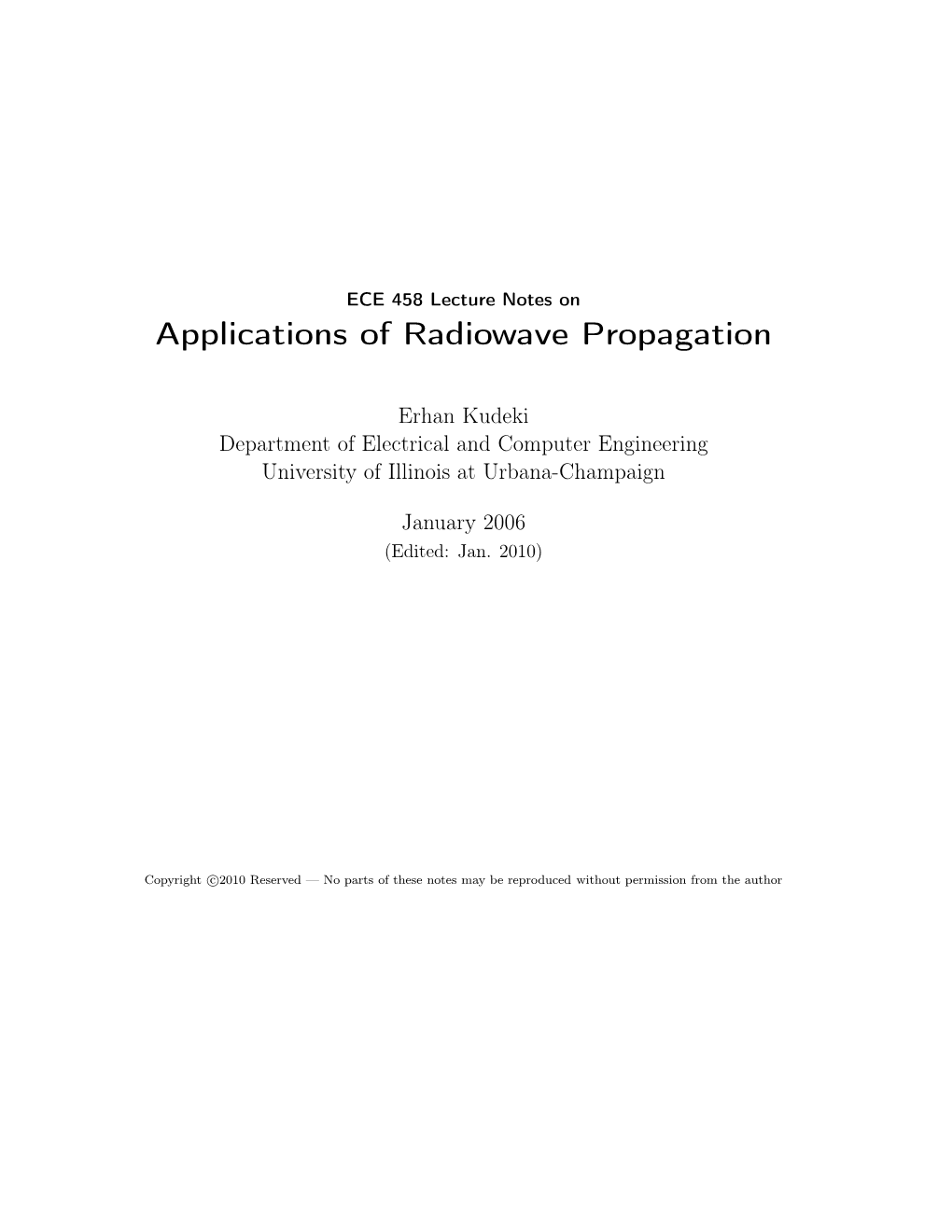 Applications of Radiowave Propagation