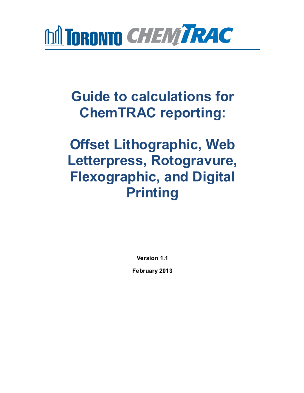 Guide to Calculations for Chemtrac Reporting: Offset Lithographic, Web