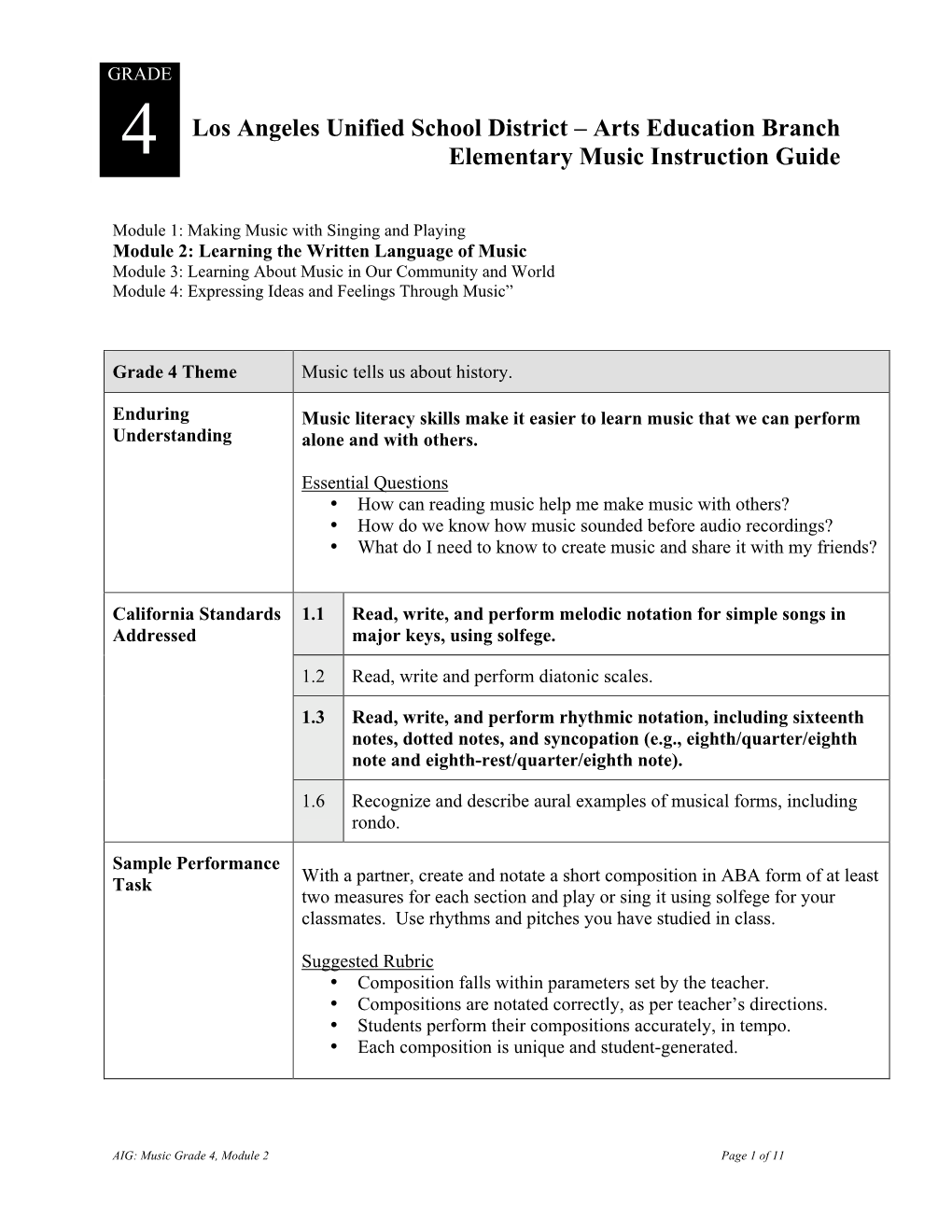 Grade 4 Module 2