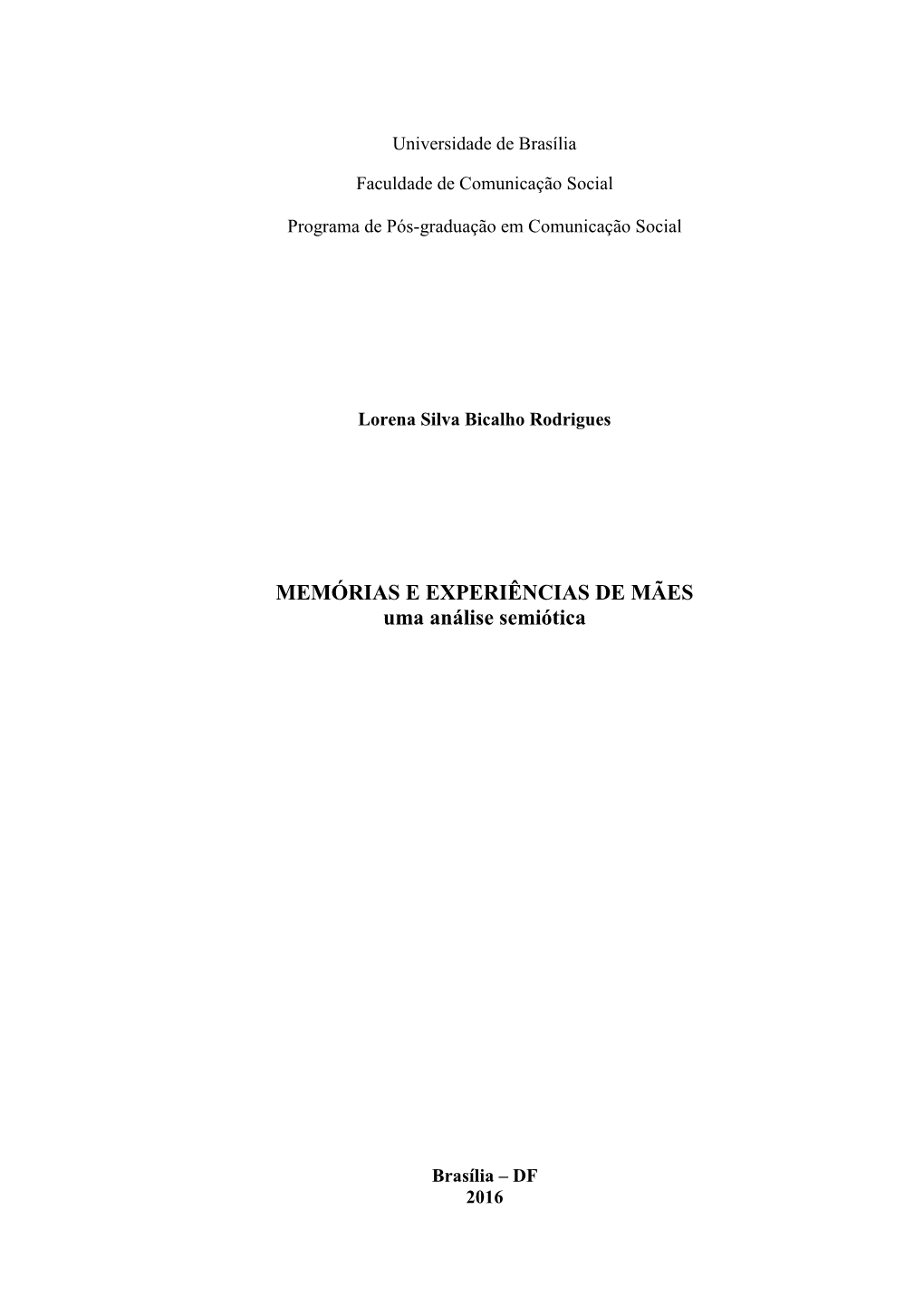 MEMÓRIAS E EXPERIÊNCIAS DE MÃES Uma Análise Semiótica