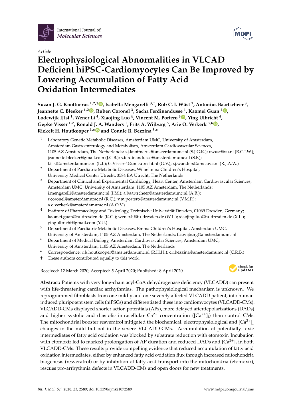 Electrophysiological Abnormalities in VLCAD Deficient Hipsc