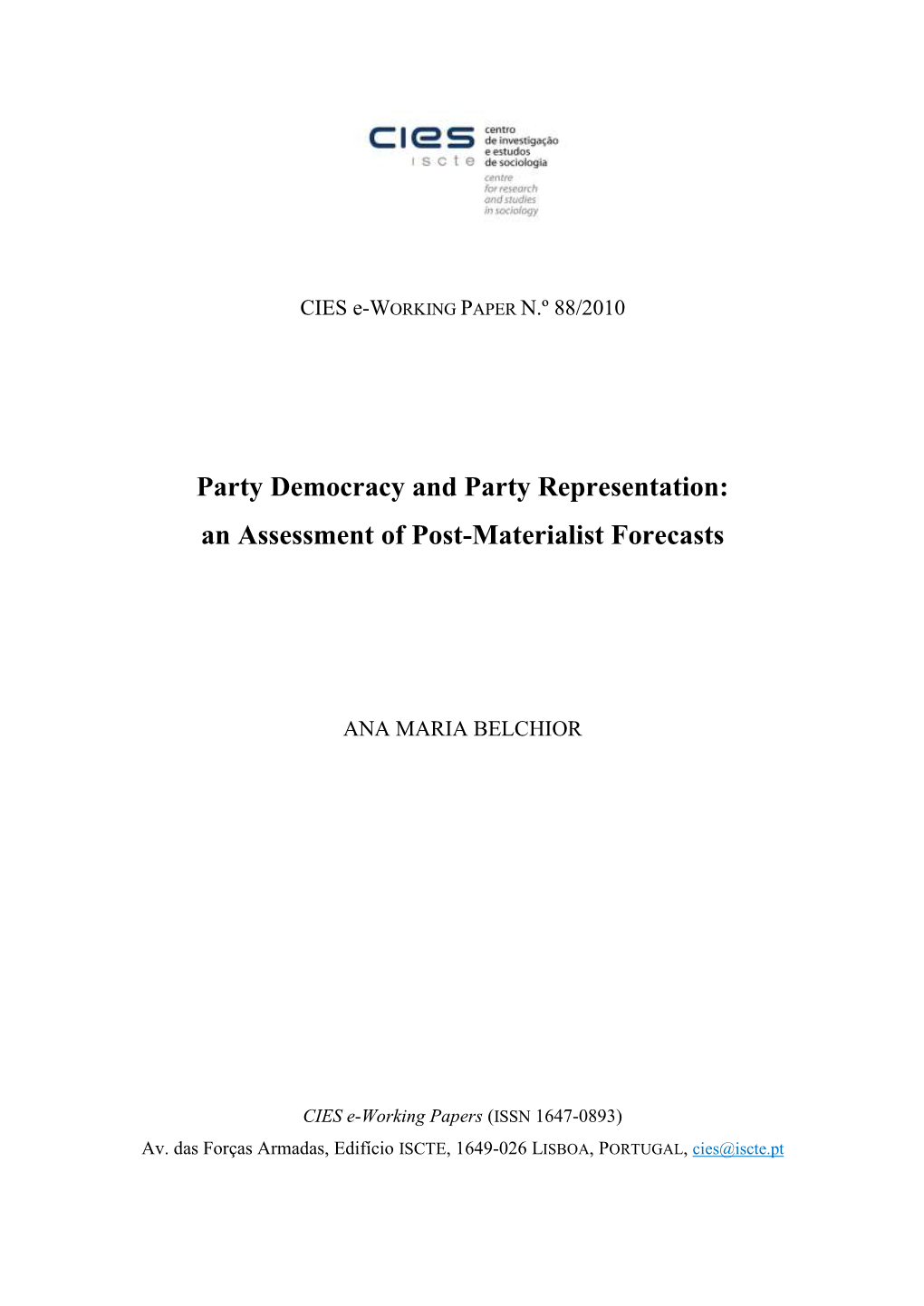 Perspectives on Mps Political Representation: an Assessment of Post