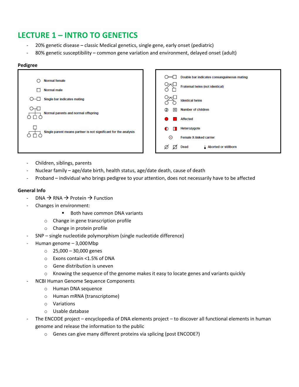 Lecture 1 – Intro to Genetics