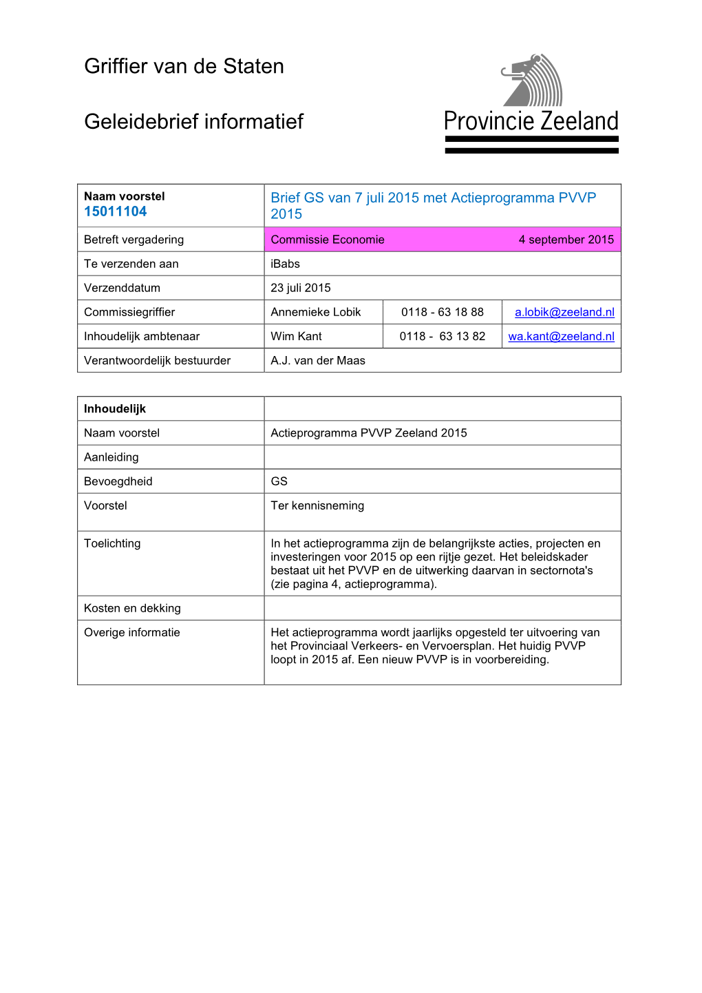 Concept Oplegnotitie Kaderstellend