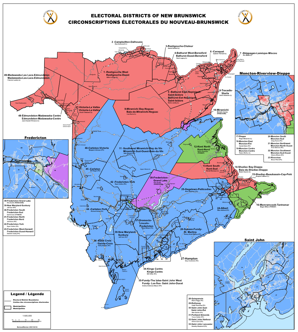 Electoral Districts of New Brunswick Circonscriptions Électorales Du Nouveau-Brunswick