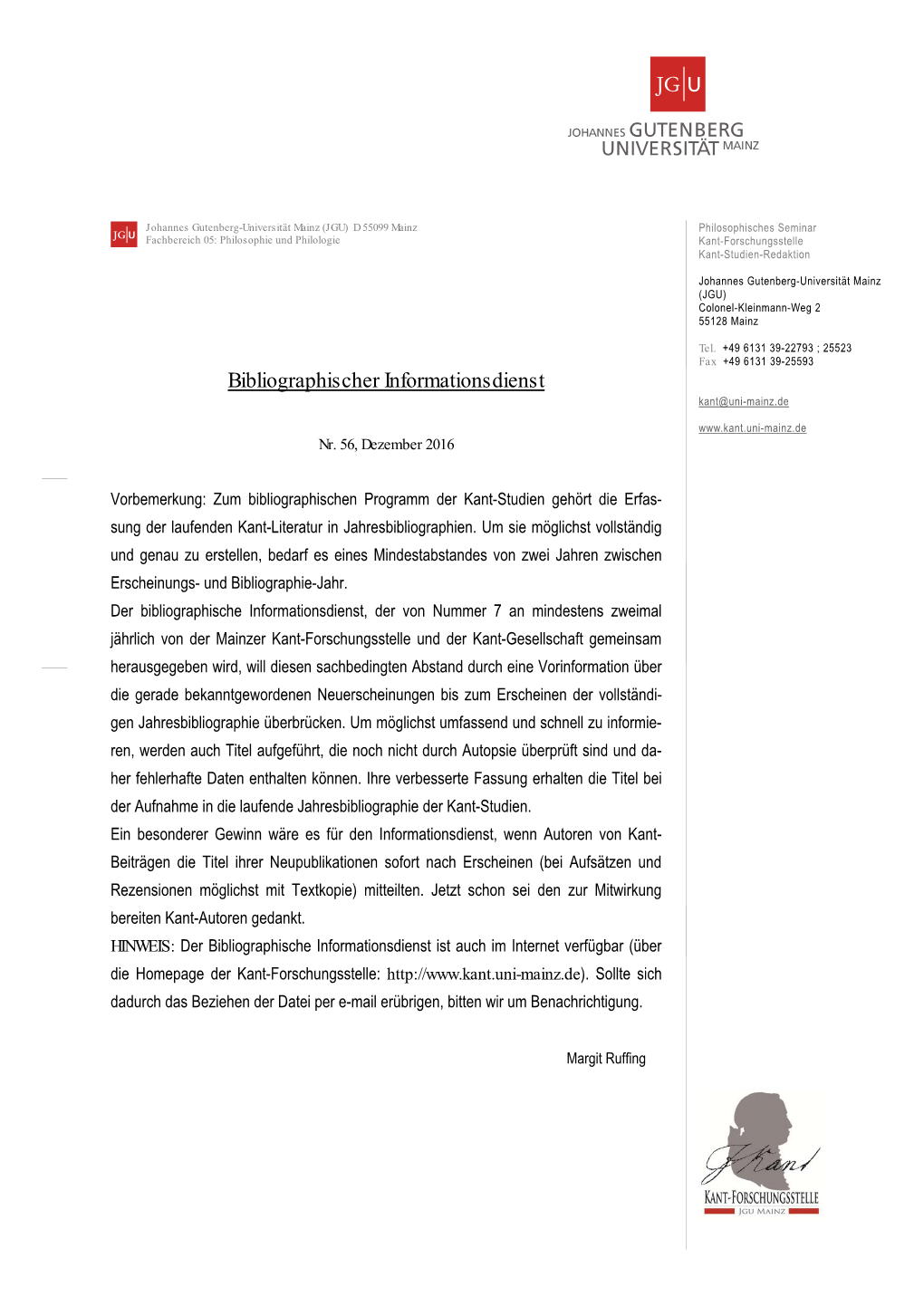 Bibliographischer Informationsdienst Nr. 56, Dezember 2016