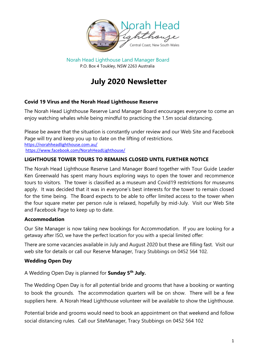 To Download the JULY 2020 NEWSLETTER