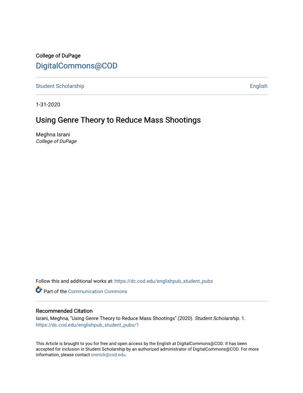 Using Genre Theory to Reduce Mass Shootings