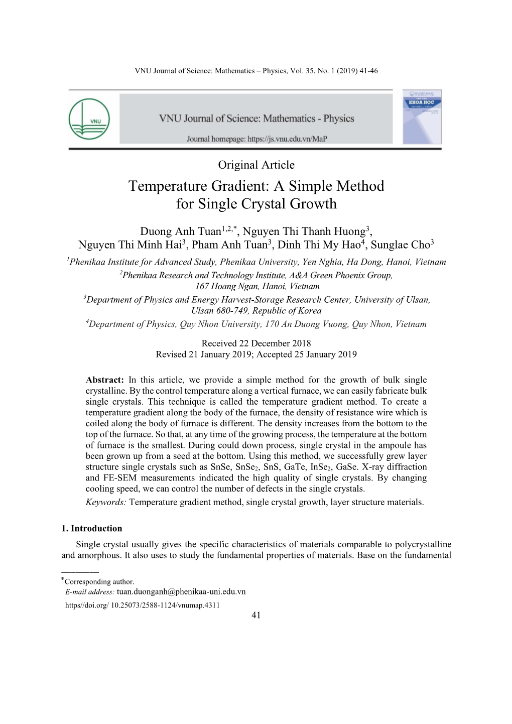 Temperature Gradient: a Simple Method for Single Crystal Growth