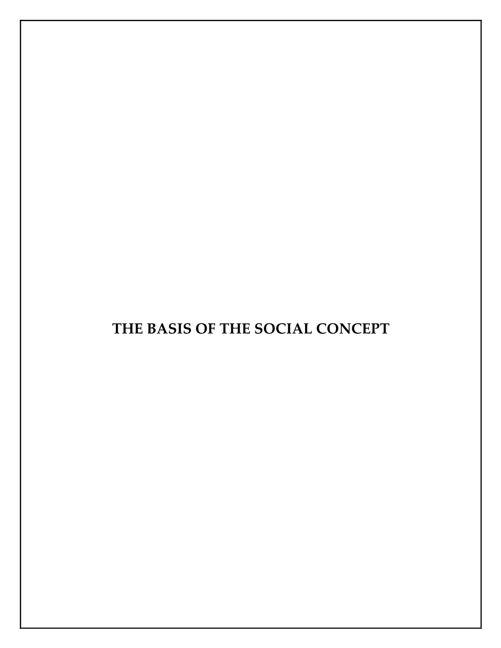 The Basis of the Social Concept