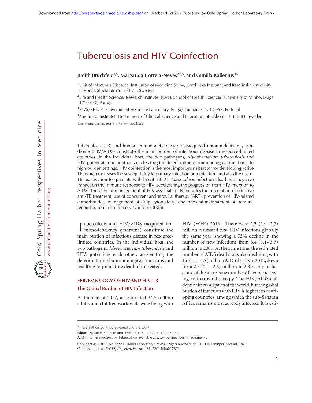 Tuberculosis and HIV Coinfection