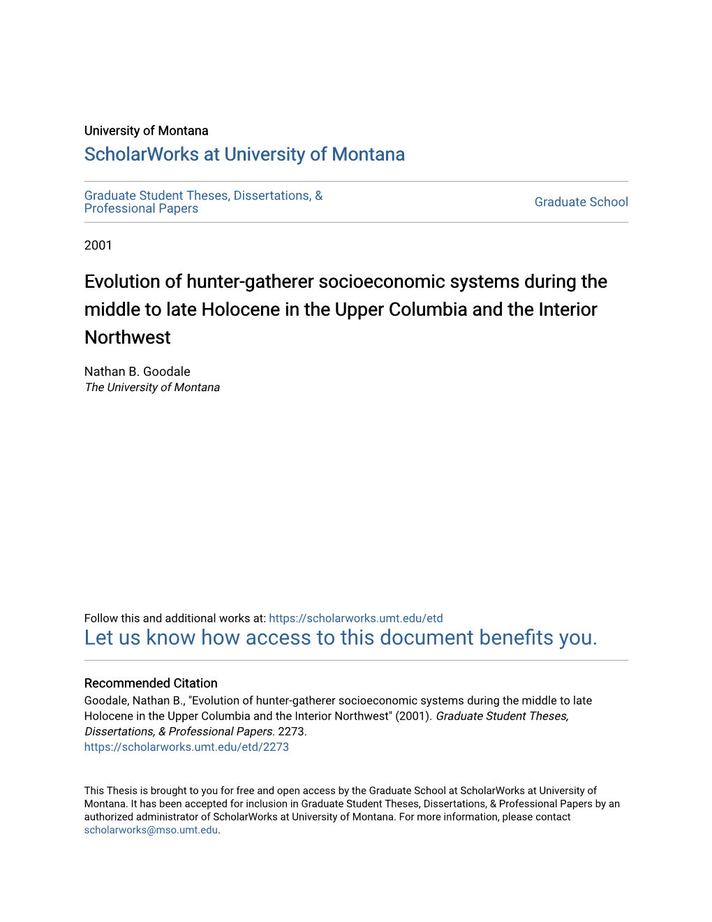 Evolution of Hunter-Gatherer Socioeconomic Systems During the Middle to Late Holocene in the Upper Columbia and the Interior Northwest