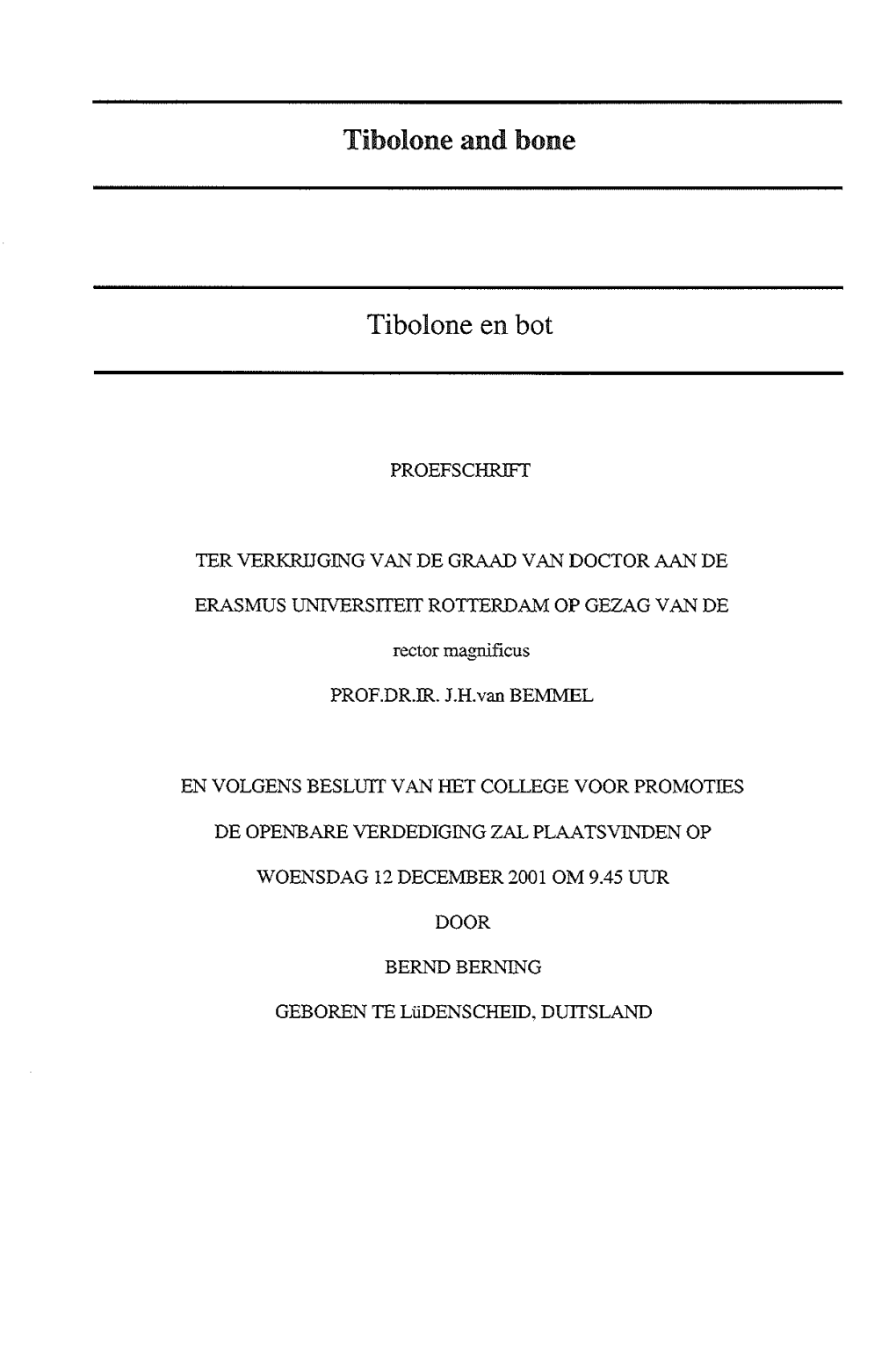 Tibolone and Bone