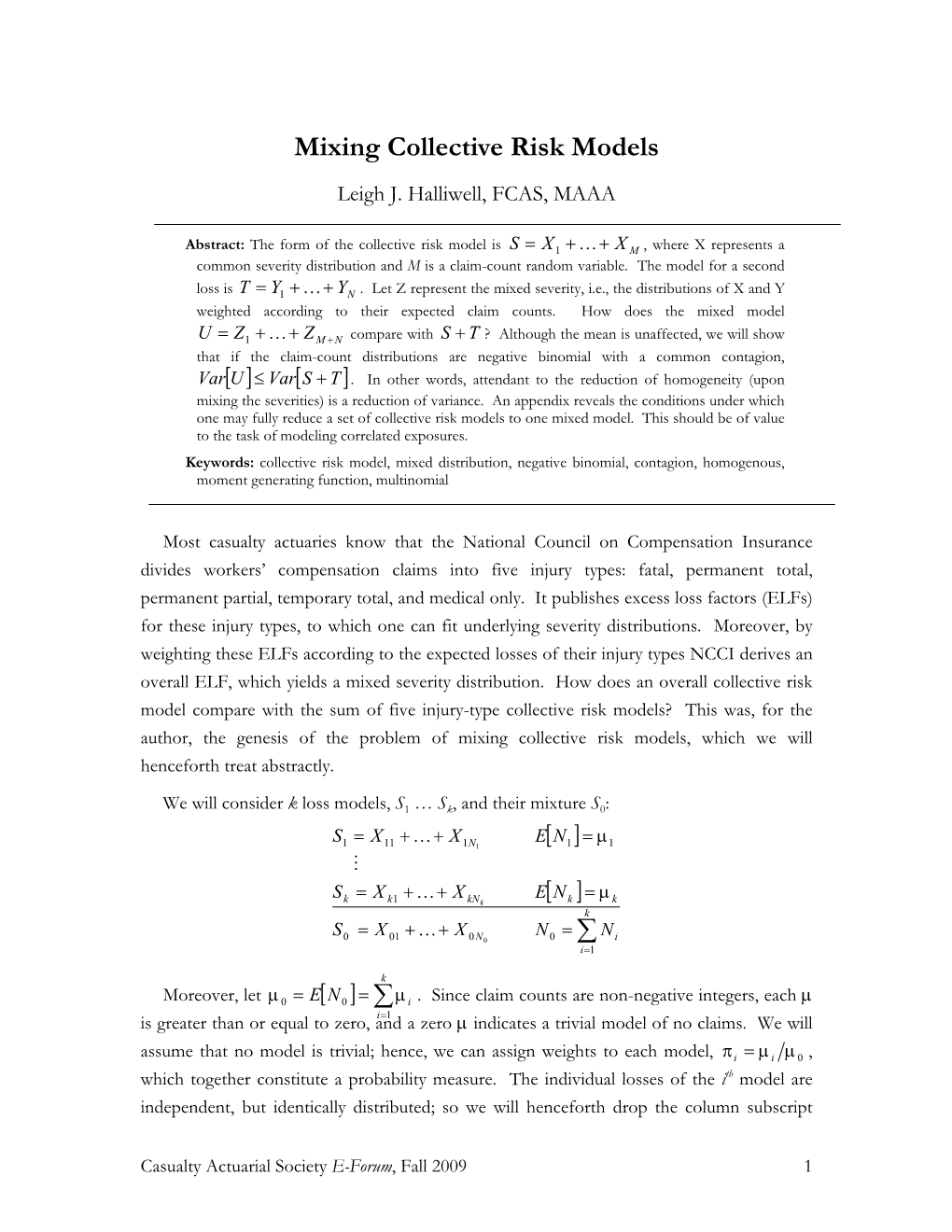 Mixing Collective Risk Models Leigh J